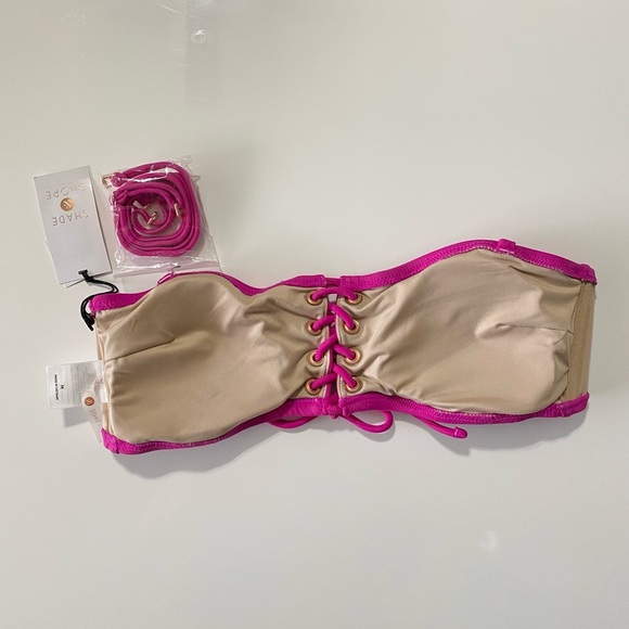NWT Pink Lace-Up strapless Bikini Top - Picture 10 of 13